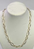 ITALIAN 18CT GOLD STAMPED '750' NECKLACE - of elliptical form links with lobster clasp, 44.5cms