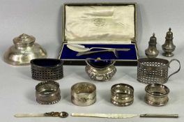 HALLMARKED SMALL SILVER & COLLECTABLES GROUP - 12 items fully hallmarked plus two others to