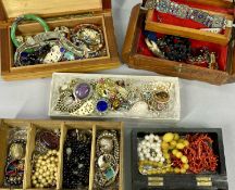 COSTUME JEWELLERY - a good collection to include enamelled copper bracelet, coral necklace, amber