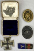 MILITARIA - quantity of Nazi badges - Luftwaffe Ribbon Bar, WW2 Female Volunteer brooch, WW1 Iron