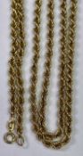 9CT GOLD ROPE TWIST NECKLACE STAMPED '9-375' - 73.5cms L open, 6.9grms
