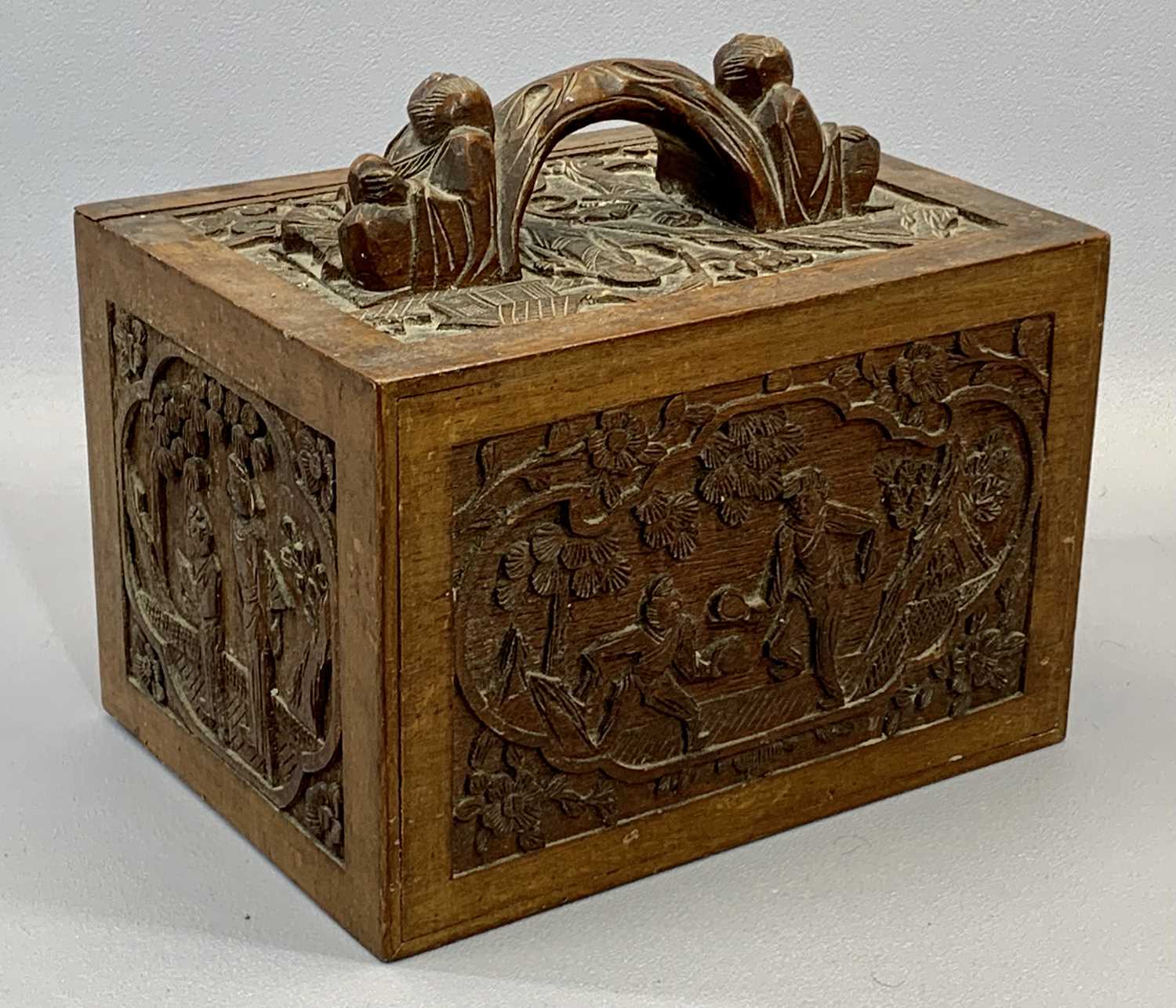 CHINESE MAH-JONG SET - in carved hardwood case, sliding door enclosing five drawers, 20cms H, - Image 3 of 3