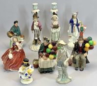 19TH CENTURY GERMAN PORCELAIN CANDLE HOLDERS, A PAIR - figural columns of a young boy and girl