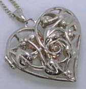 CLOGAU STERLING SILVER 'SMALL FAIRY LOCKET' - comprising a pair of linked, heart shaped Tree of Life