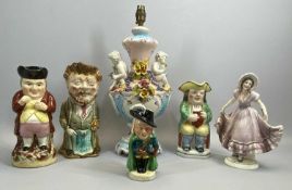 VICTORIAN STAFFORDSHIRE TOBY JUGS - 'The Snuff Taker', with pink breeches, yellow waistcoat and