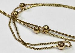 9CT GOLD SPHERE & BOX LINK NECKLACE - 62cms L open, 5.7grms