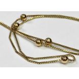 9CT GOLD SPHERE & BOX LINK NECKLACE - 62cms L open, 5.7grms