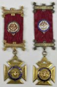 ROYAL ANTEDILUVIAN ORDER OF BUFFALOES 9CT GOLD JEWELS (2) - both have presentation inscriptions