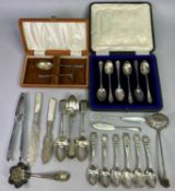CASED & LOOSE SILVER & EPNS CUTLERY - to include a Victorian sugar sifter spoon, London 1863,