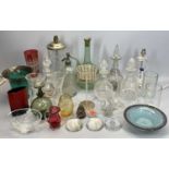 GLASSWARE - a mixed collection to include a Stuart Crystal cut glass lamp with chrome mounts,