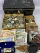 WORLD COINAGE & BANK NOTES COLLECTION - contained within a locking metal box, many hundreds of
