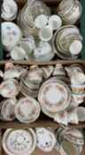 TEAWARE - a very large assortment (3 boxes), various patterns; Wedgwood "Ice Rose", Diamond China