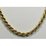 ITALIAN 9CT GOLD ROPE TWIST NECKLACE - with lobster clasp, Import Duty marks stamped '375', 51cms