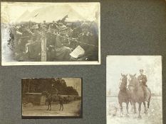 MILITARIA - WW1 photo album, many depicting mounted cavalry men