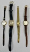GOLD CASED & OTHER LADY'S WRISTWATCHES (4) - to include, a believed, gold cased vintage Ingersoll