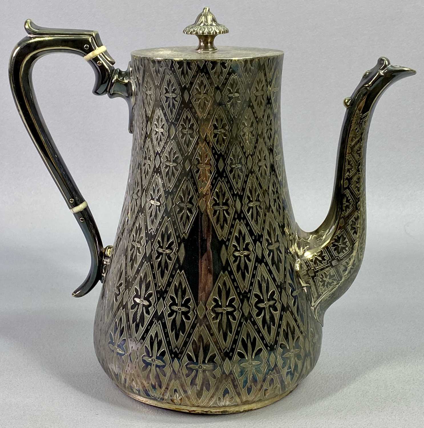 BURMESE STYLE WHITE METAL TEAPOT - repousse chased design with animals hunting, scrolls and flowers, - Image 5 of 5