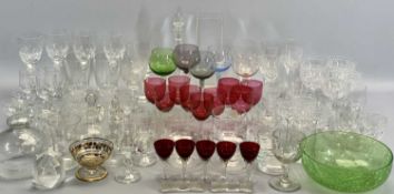 STUART & OTHER QUALITY DRINKING GLASSWARE - including Harlequin coloured Hock glasses, heavy