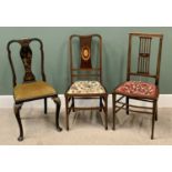 ANTIQUE CHAIRS (3) - salon type to include chinoiserie example