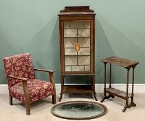 FURNITURE ASSORTMENT (4) to include Edwardian single door china cabinet with base shelf on splayed