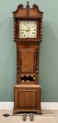 CIRCA 1840 OAK & MAHOGANY LONGCASE CLOCK with eight day twin weight pendulum driven bell strike