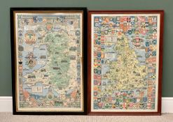 VINTAGE FRAMED COLLECTOR'S MAPS of Great Britain and Wales, 109 x 76cms (the largest)