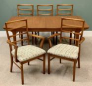 MACKINTOSH MID-CENTURY TEAK EXTENDING TABLE (with cover), 74cms H, 92cms W, 235cms D (open) and FIVE