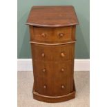 VICTORIAN MAHOGANY BOW FRONTED NARROW CUPBOARD, single top drawer and lower door having turned