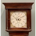 OAK LONGCASE CLOCK by Watkin Owen of Llanrwst, having a painted dial set with Arabic numerals,