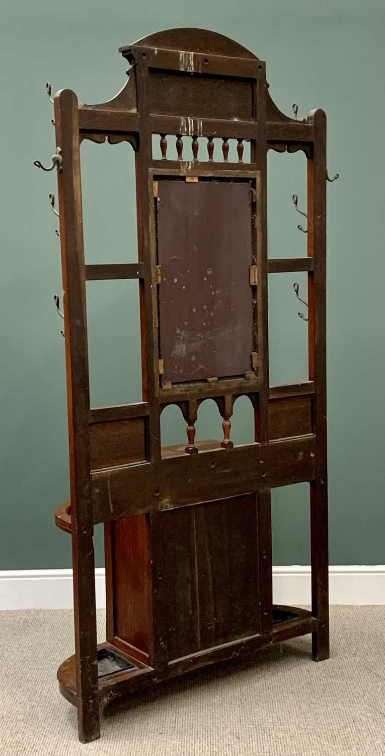 CIRCA 1910 MAHOGANY HALL STAND with central bevelled glass mirror over lower draw and cupboard - Image 2 of 4