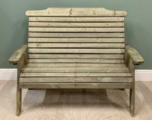 GARDEN BENCH - heavy quality wooden slatted, 104cms H, 142cms W, 92cms D