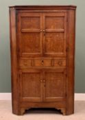 CIRCA 1830 OAK SUBSTANTIAL FLOOR STANDING CORNER CUPBOARD, single piece with upper and lower