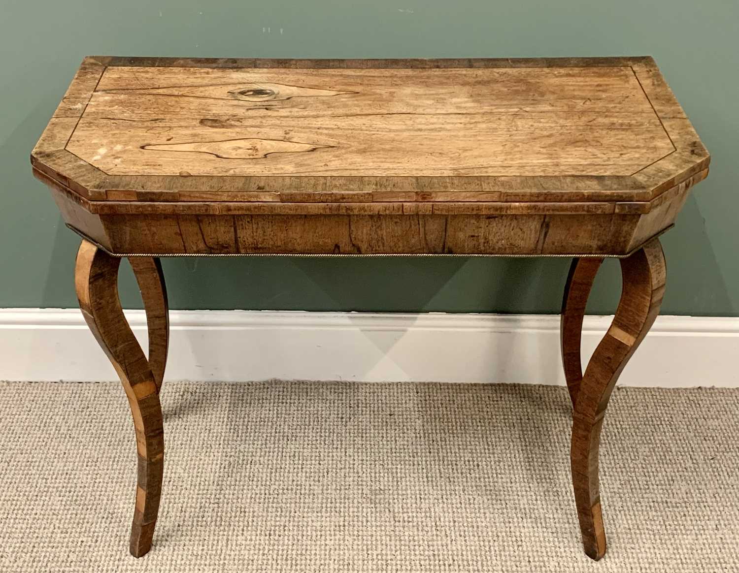 ANTIQUE ROSEWOOD FOLDOVER CARD/GAMES TABLE, 72cms H, 92cms W, 92cms D (for restoration)