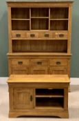 MODERN LIGHT OAK FURNITURE to include a dresser, having a multi-shelf rack with four spice drawers