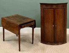 REGENCY MAHOGANY PEMBROKE TABLE on turned supports, 66cms H, 98cms W, 76cms D and an ANTIQUE OAK