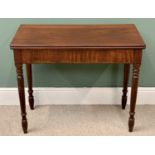 VICTORIAN MAHOGANY FOLDOVER TEA TABLE, 72cms H, 89cms W, 44cms D (closed)