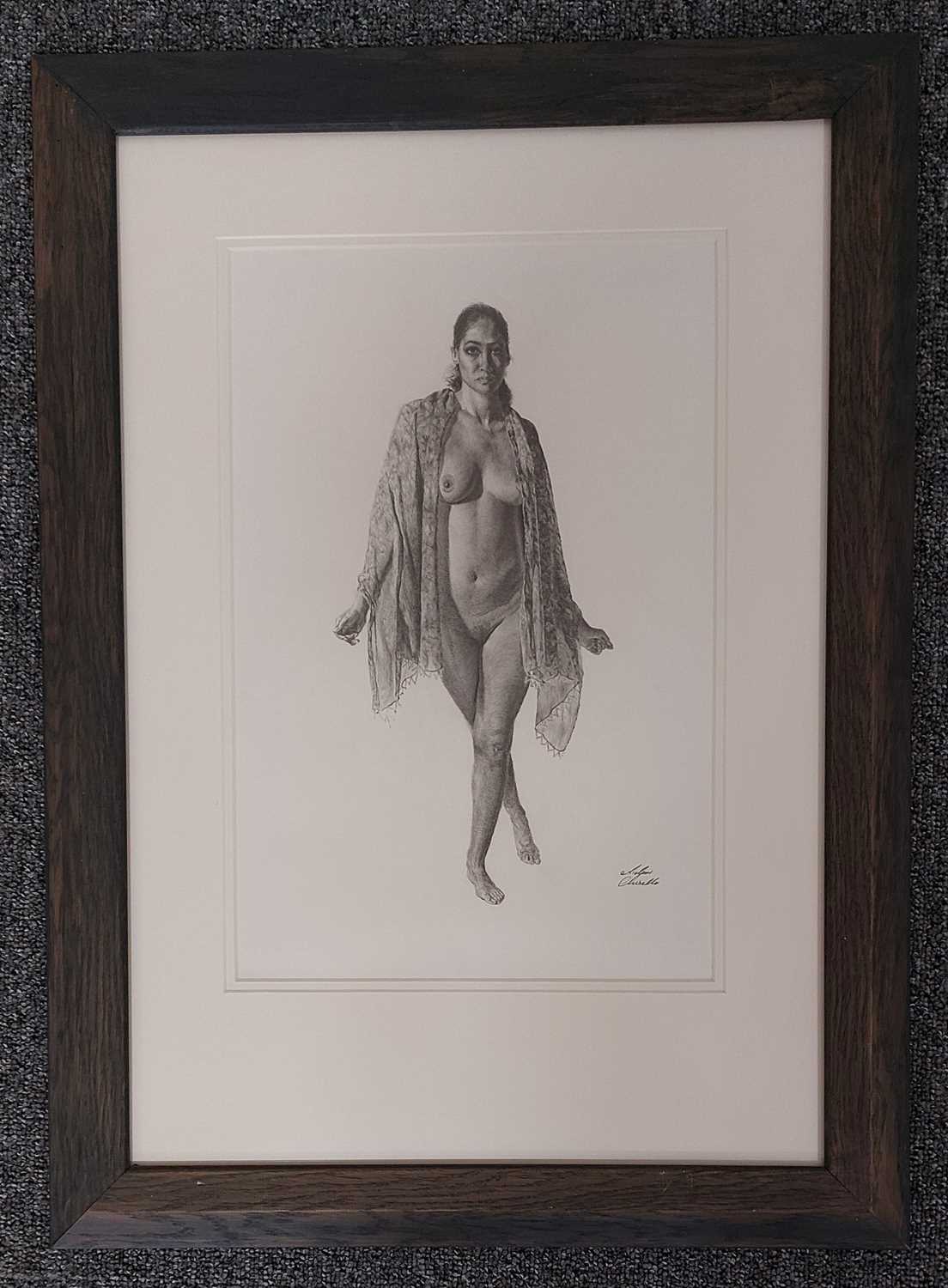 AIDAN CHISELLE pencil drawing - 'Nude', 55 x 49cmsComments: mounted, glazed (non reflective glass) - Image 2 of 4