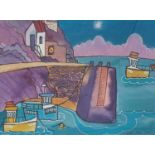 DORIAN SPENCER DAVIES mixed media - 'Porthgain Boats', 52 x 64cmsComments: mounted, glazed and