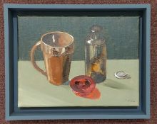RICHARD O'CONNELL oil on board - 'A Still Life', 26 x 34cmsComments: grey wooden floating frame