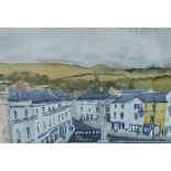 PHILIP ROSS ink and watercolour - 'Crickhowell', 45 x 55cmsComments: stylishly framed in white