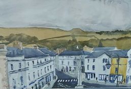 PHILIP ROSS ink and watercolour - 'Crickhowell', 45 x 55cmsComments: stylishly framed in white