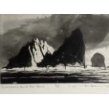 NORMAN ACKROYD etching - 'Boresay and the Stacks', signed, 32 x 39cmsComments: stylish new black