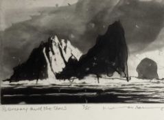 NORMAN ACKROYD etching - 'Boresay and the Stacks', signed, 32 x 39cmsComments: stylish new black