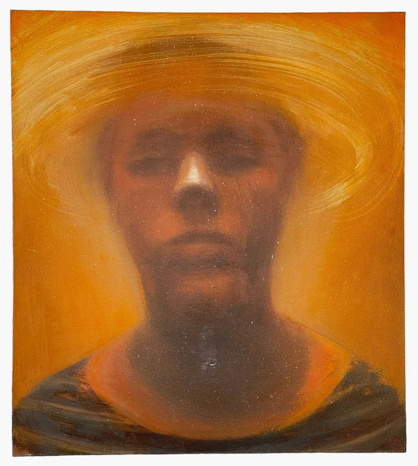 EMMA McCALLUM oil on canvas - head and shoulders portrait of a figure with halo, signed verso, 49 - Image 2 of 2