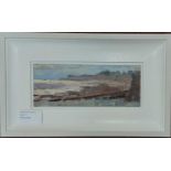 NIA MACKEOWN oil on board - 'Winter Walk in Penarth', 28 x 46cmsComments: lovely white wooden frame