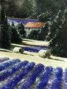 NAOMI TYDEMAN watercolour - 'Lavender Farme, Provence', 41 x 36cmsComments: mounted, glazed and