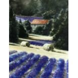 NAOMI TYDEMAN watercolour - 'Lavender Farme, Provence', 41 x 36cmsComments: mounted, glazed and