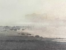 NAOMI TYDEMAN watercolour - 'Carew Castle', 33 x 39cmsComments: mounted, glazed and framed in black