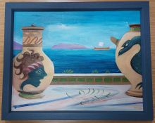 RICHARD O'CONNELL oil on canvas - 'Greek Still Life View', 46 x 56cmsComments: framed in dark grey