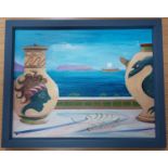 RICHARD O'CONNELL oil on canvas - 'Greek Still Life View', 46 x 56cmsComments: framed in dark grey