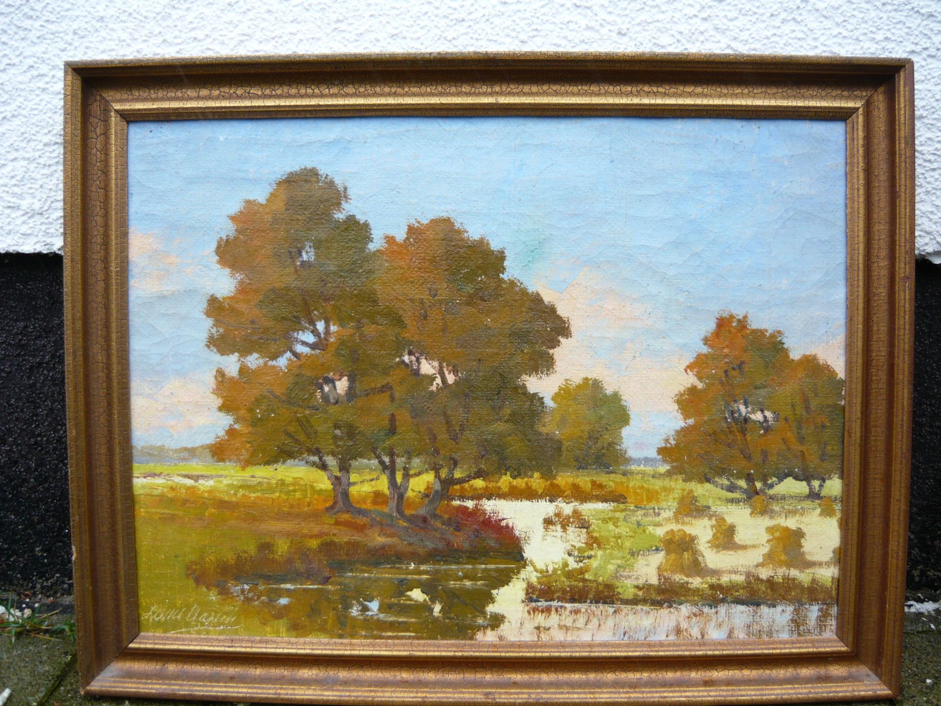 Louis Carlo Larsen (*1880). Sommerliche Landschaft. Öl/Lw. Sig. Ca. 31x42cm (R. 37x48cm).